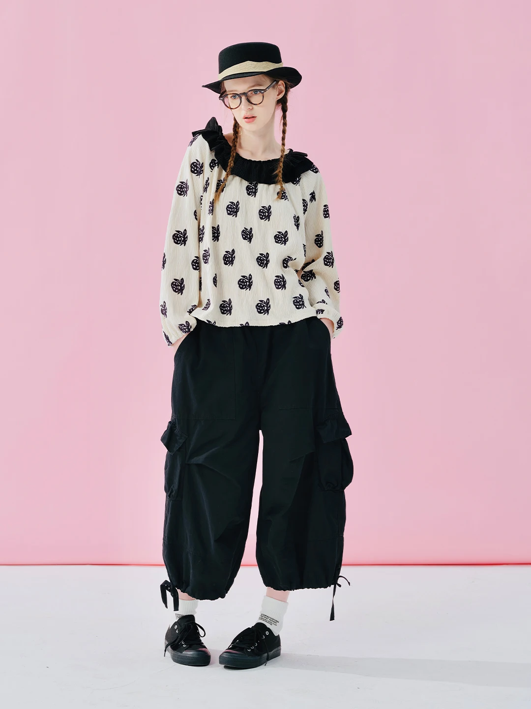 imakokoni High Waisted Cargo Work Pants Drawstring Loose Cropped Pants Women's Pants Casual Female Clothing for Women