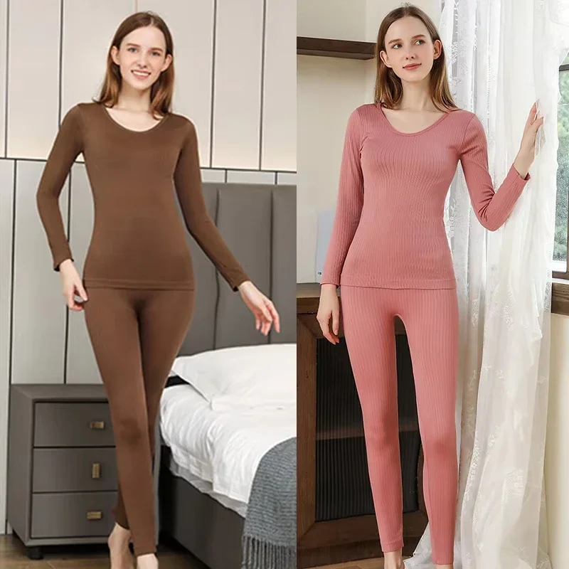 Women's Thermal Underwear Winter Long Sleeve Winter Clothes Seamless Thermal Underwear Intimate Set Female Sleepwear 2PCS/Set