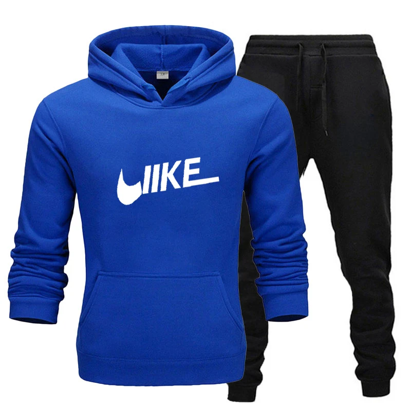 2025 Men and women's fashion trend hooded casual two-piece set, sweater jacket and pants, fashion brand printing logo, size S-3X