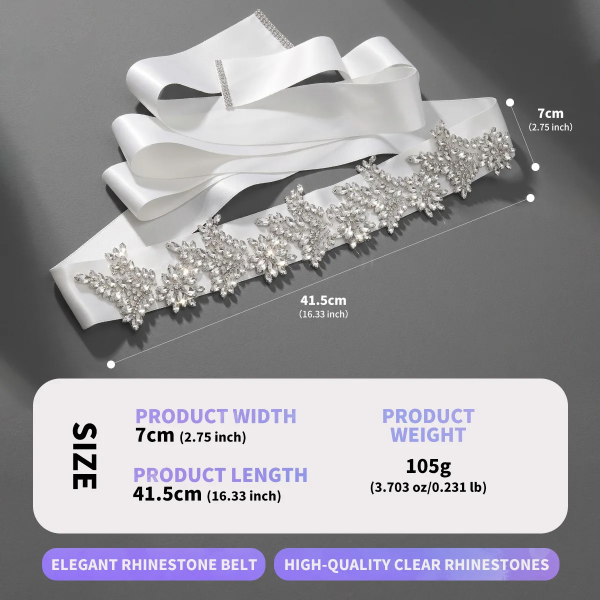 SLBRIDAL Hochzeitszubehör Kristall-Brautgürtel Satin Strass Perlen Abendkleid-Gürtel Hochzeitsband Schärpe Brautjungfern Damen – Detail 5