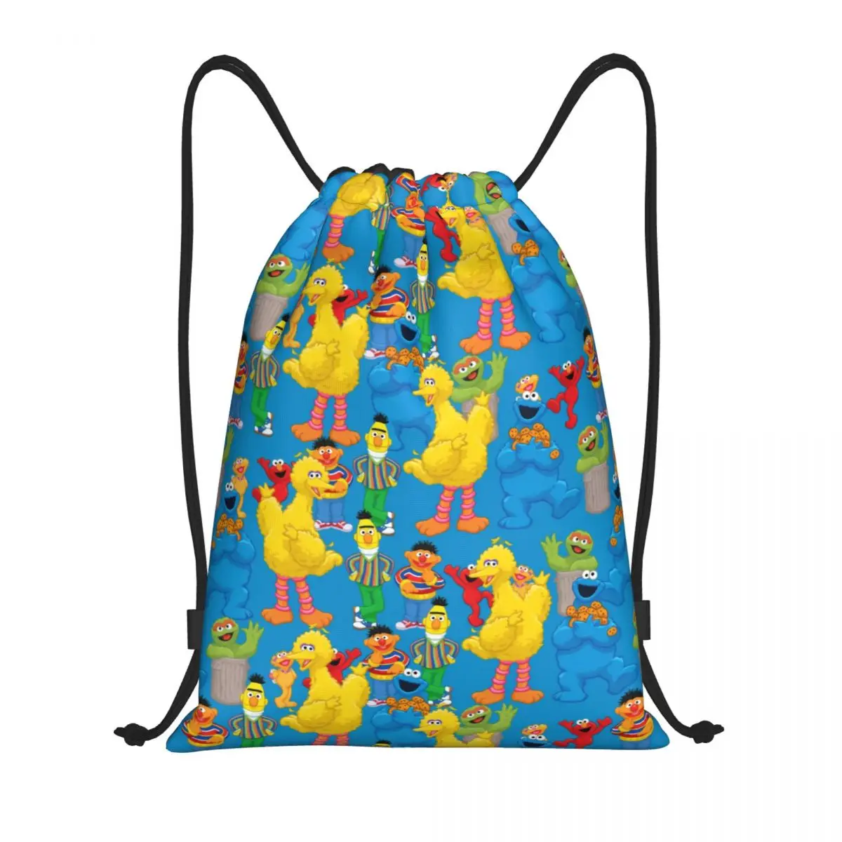 

Custom Big Bird Drawstring Bags for Shopping Yoga Backpacks Men Women Cookie Monster Sports Gym Sackpack