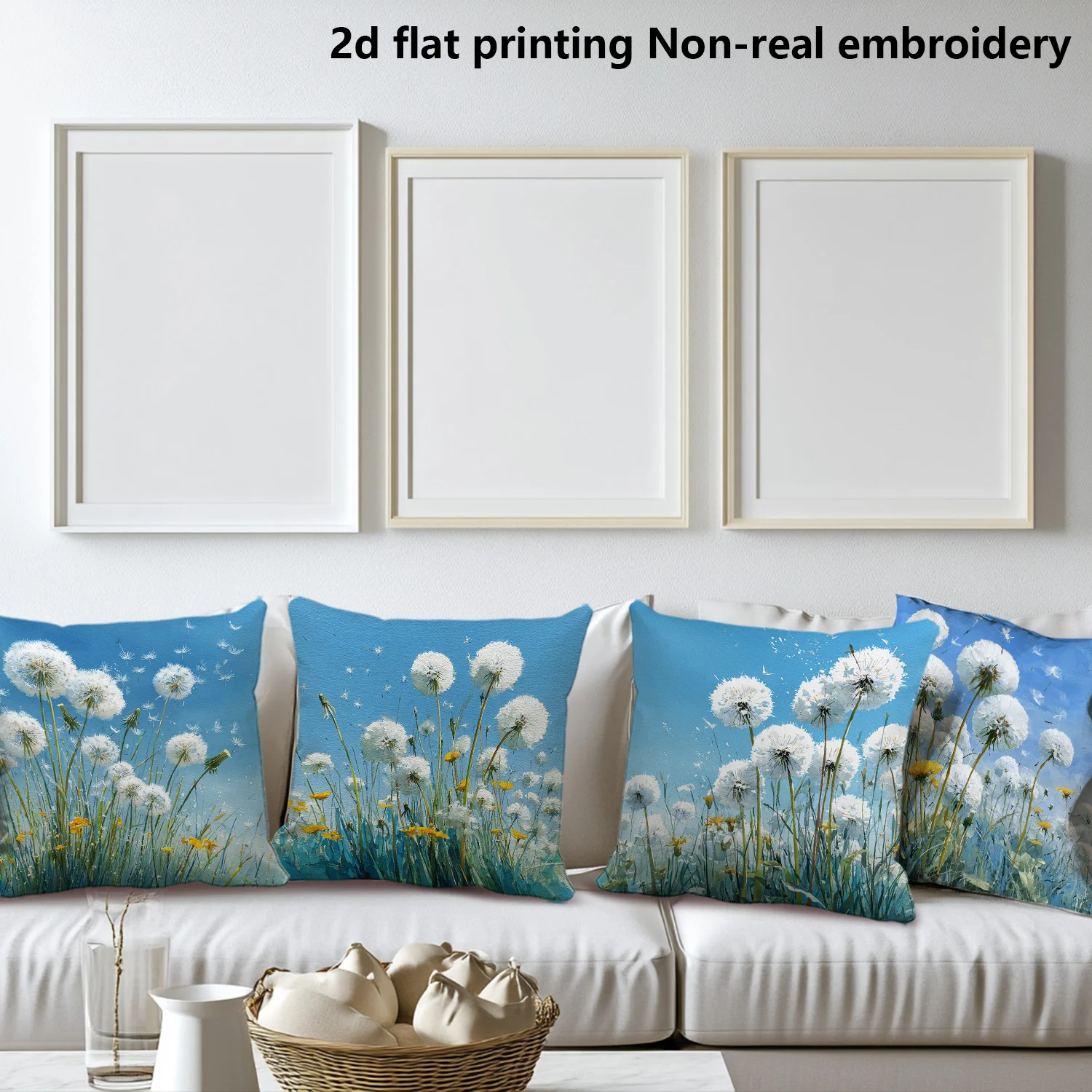 4pcs Dandelion Floral Print Pillowcase Set Spring Home Decor Watercolor Cushion Cover Bedding 40x40cm