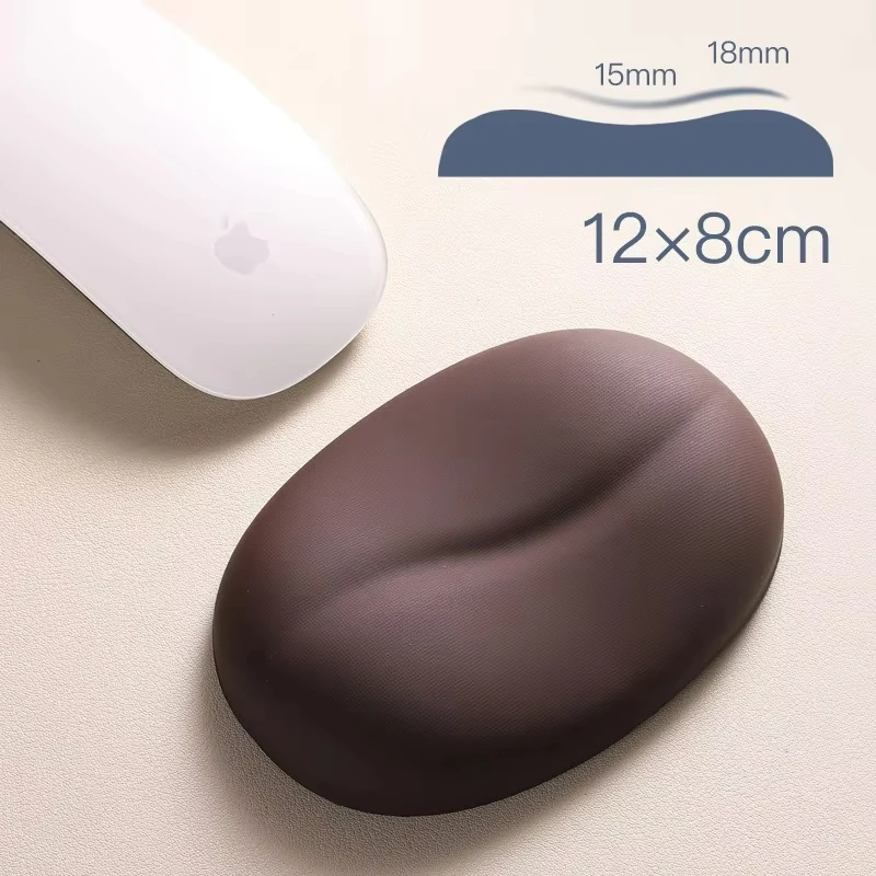 Ergonomic Mouse Pad Wrist Pad Silicon Gel Coffee Bean Shaped Streamline Wrist Rest Support Mat Computer Mousepad for Office PC