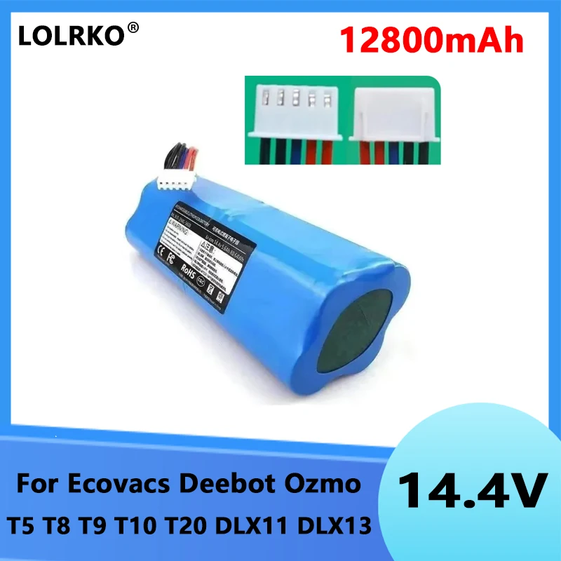2026 NEW 14.8V 12800mAh Original Battery for Ecovacs Deebot X1 Ozmo/T5/T8/T9/DX93/DX96 Robotic Vacuum Cleaner Replacement Part