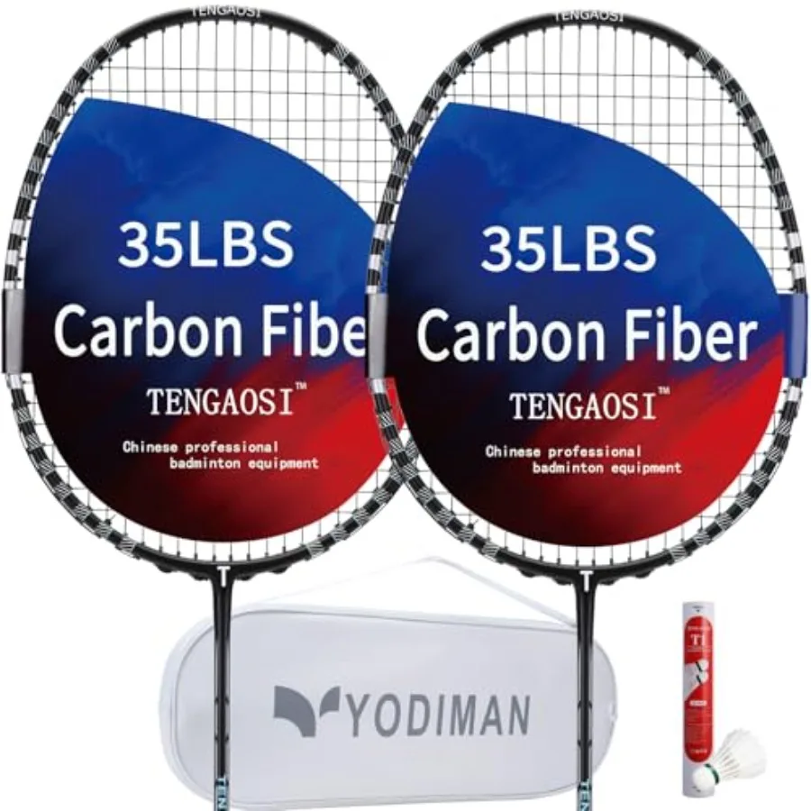 

Professional Badminton Racket Set of 2 Unisex-Adult The Racket is Made of Carbon Fiber High Tension Pre Strung Racquets