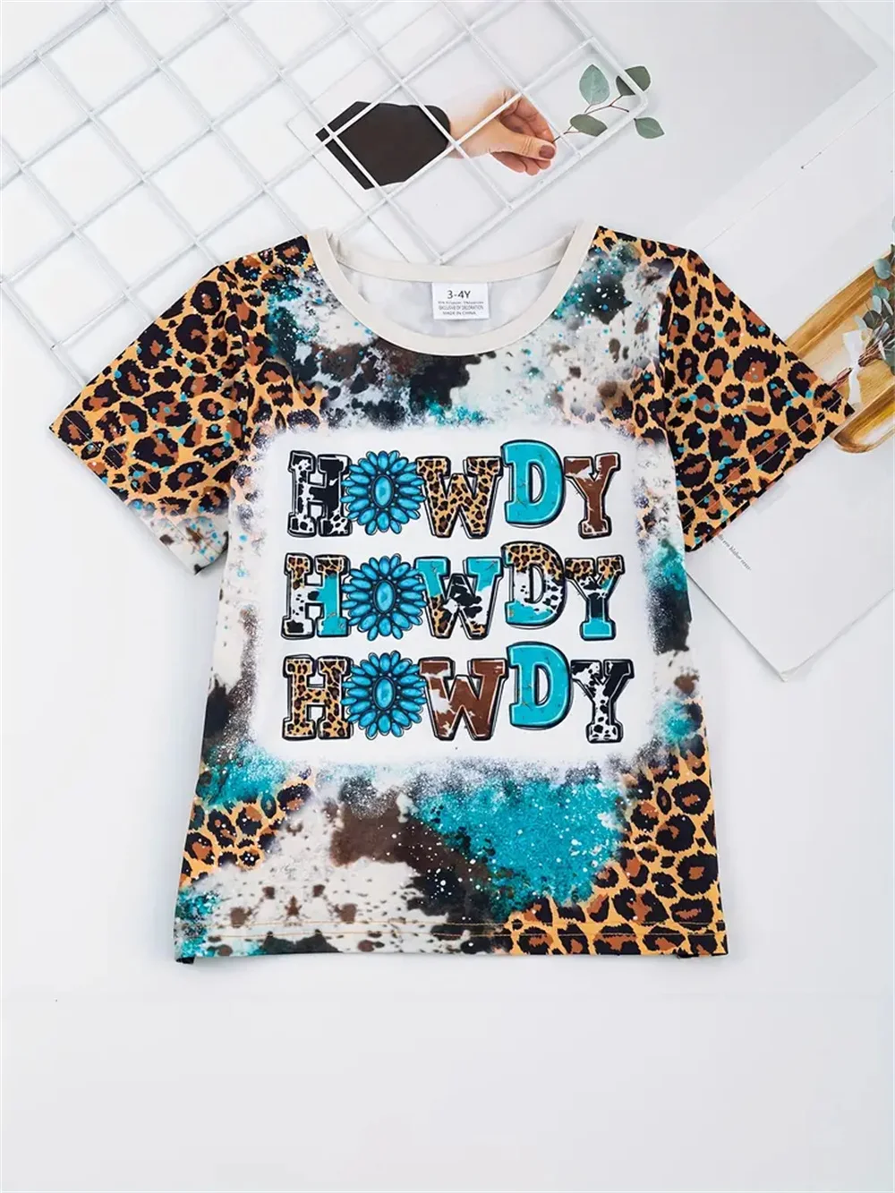 Camisetas con estampado de leopardo para niña, camisetas informales de manga corta con estampado 3d a la moda, camisetas informales, ropa para niña