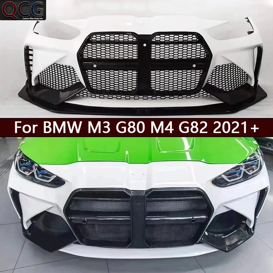 For BMW M3 G80 M4 G82 2021+ Dry Carbon fiber front bumper Grill Front face car grille Upgrade body kit Replacement installation