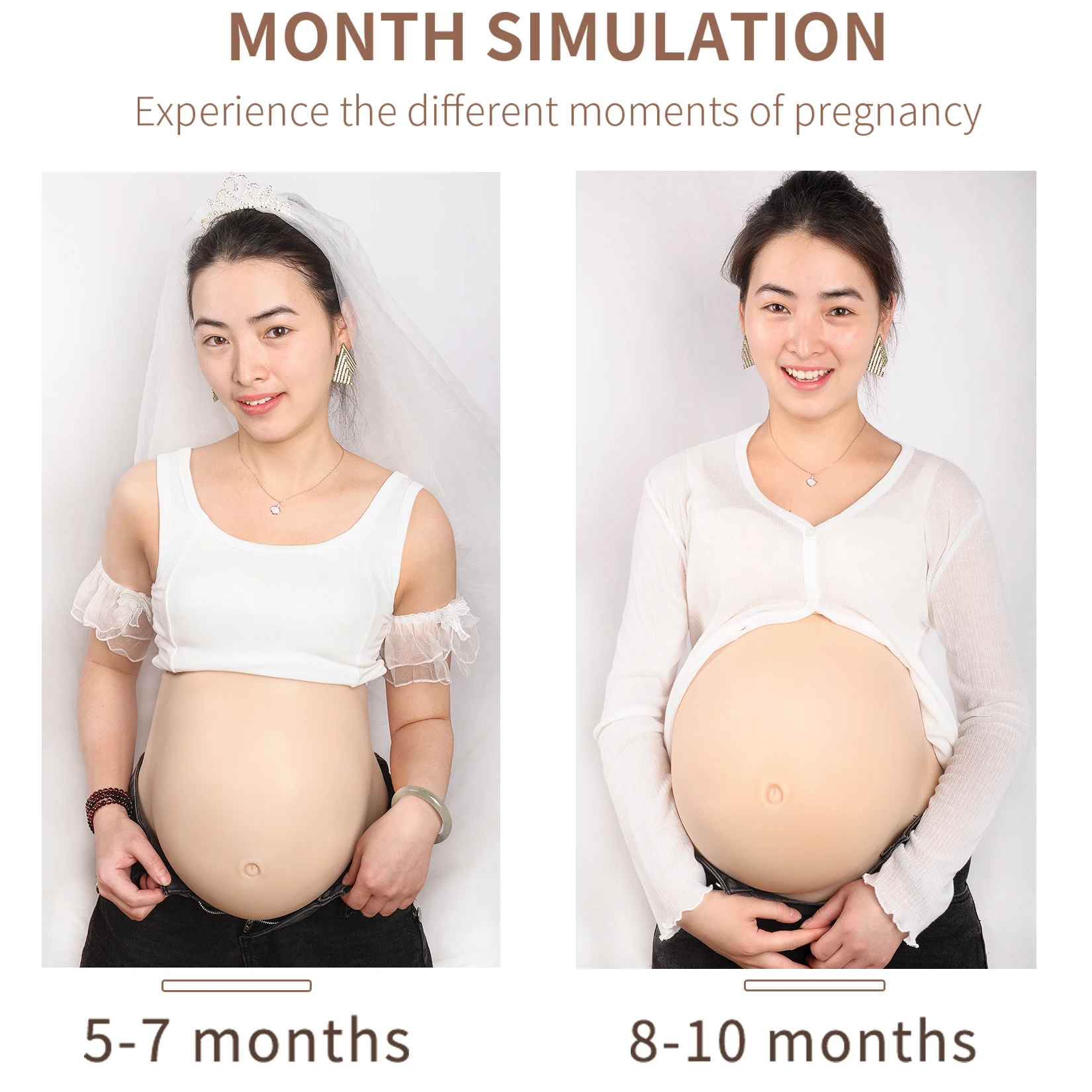 Silicone Pregnancy Belly 2-10 Months Artificial Fake Pregnant Belly Lifelike Skin for Actor Pregnant for Photography Props