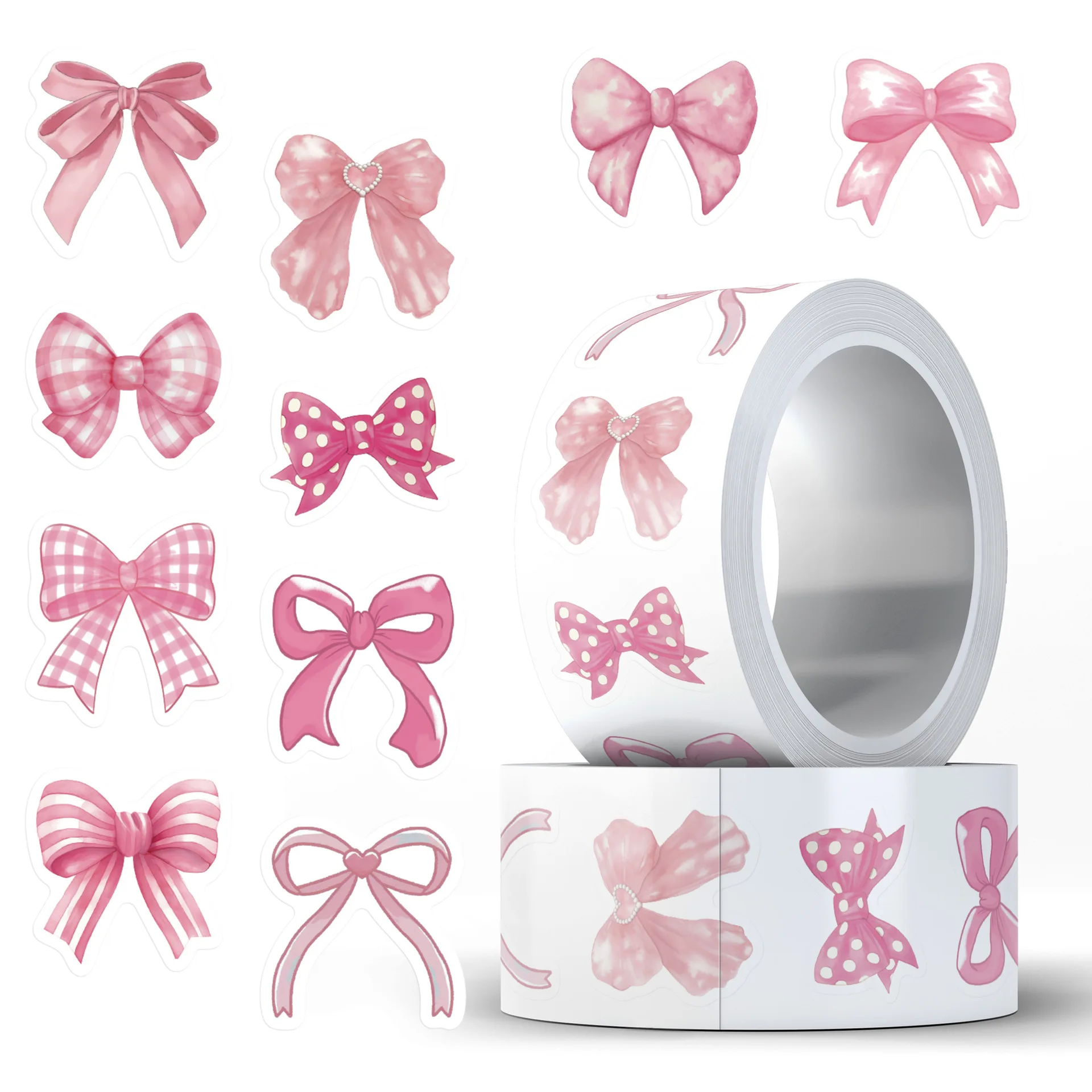 

500Pcs/Roll Pink Bow Roll Sticker Cartoon Fun Graffiti Decal Toy Gift Creative DIY Water Cup Stationery Box Guitar Scrapbook