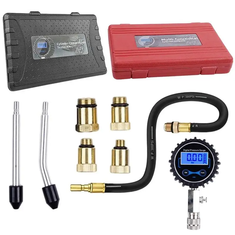 Car Engine Compression Tester Kit Automotive Engine Cylinder Test Pressure Gauge 200PSI Vehicle Motorcycle Engine Testing Tools