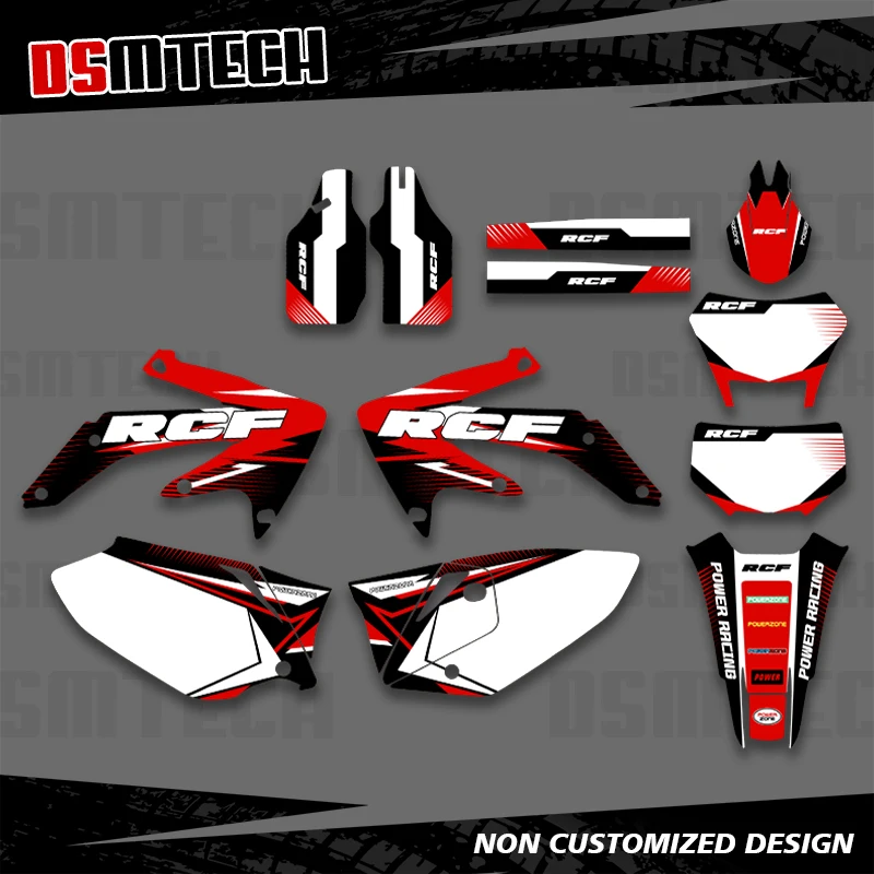 

DSMTECH для HONDA CRF 450X CRF450X 2005-2016-2018, графические наклейки, наклейки для мотоцикла, фон, индивидуальный номер, имя 001