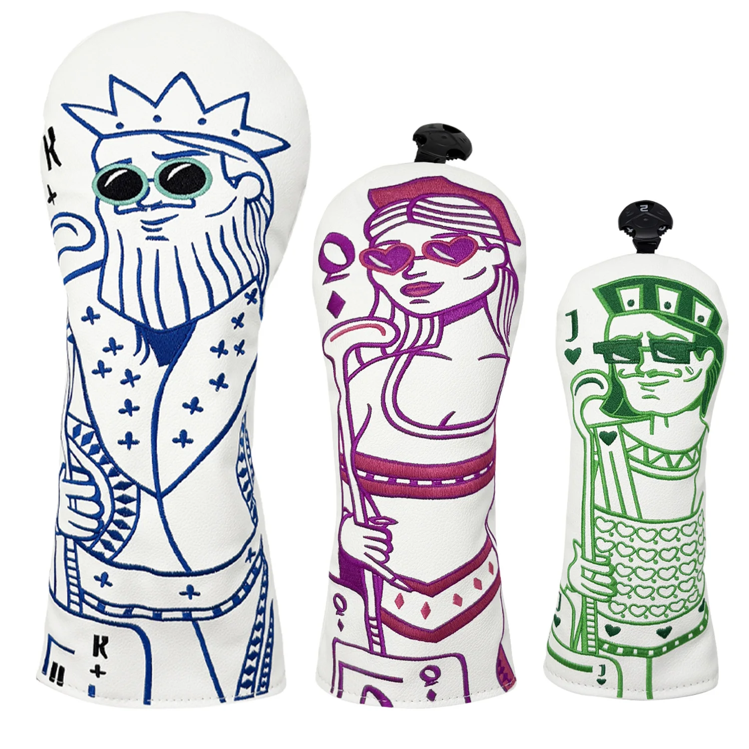 Wood Head Covers For Golf Clubs, Playing Card Design, Protection And Style, For Drivers Fairways And Hybrids