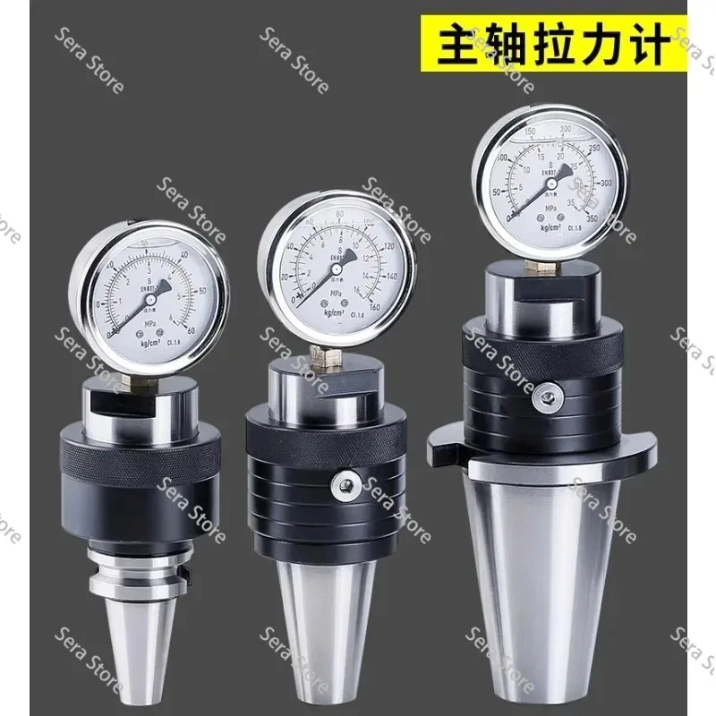 CNC Drawbar Force Tester – Compatible with BT30/BT40/BT50 & SK30/SK40 Spindles, Integrated WIKA Pressure Gauge, 0–20 kN Range