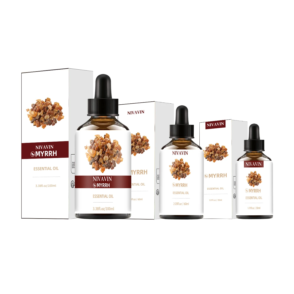 NIVAVIN 30ml/60ml/100ml Myrrh Essential Oil, natural plant extracts, rich fragrance, long-lasting scent, exquisite gift.