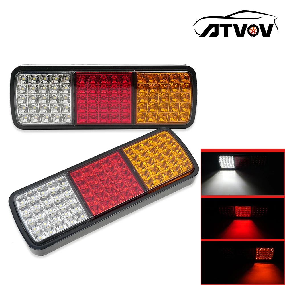 ATVOV 2X Waterproof 12V 75 LED Trailer Truck Rear Tail Turn Signal Light Indicator Brake Stop Reverse Bumper Lamp Caravan Bus