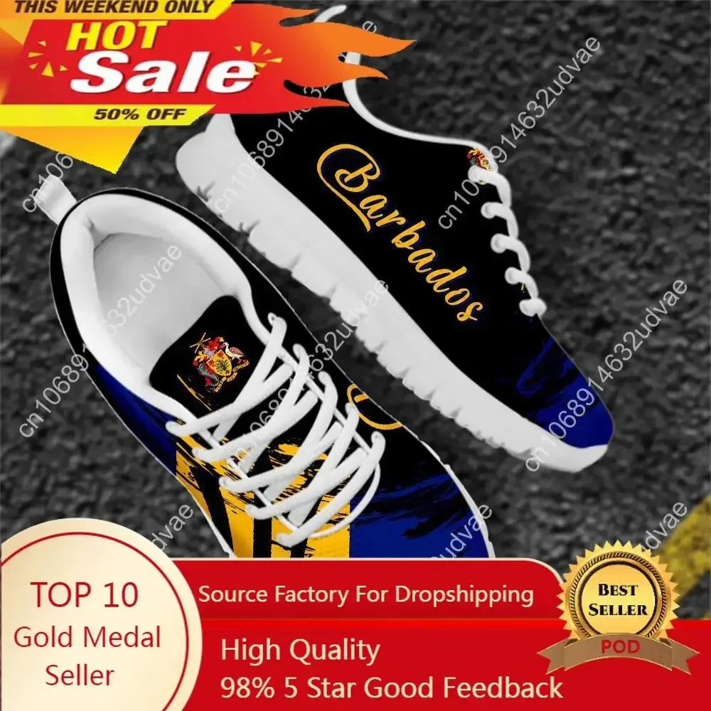 República de Barbados Flag Sneakers para homens e mulheres, calçados esportivos, calçados esportivos, designer de marca de moda, malha, casal