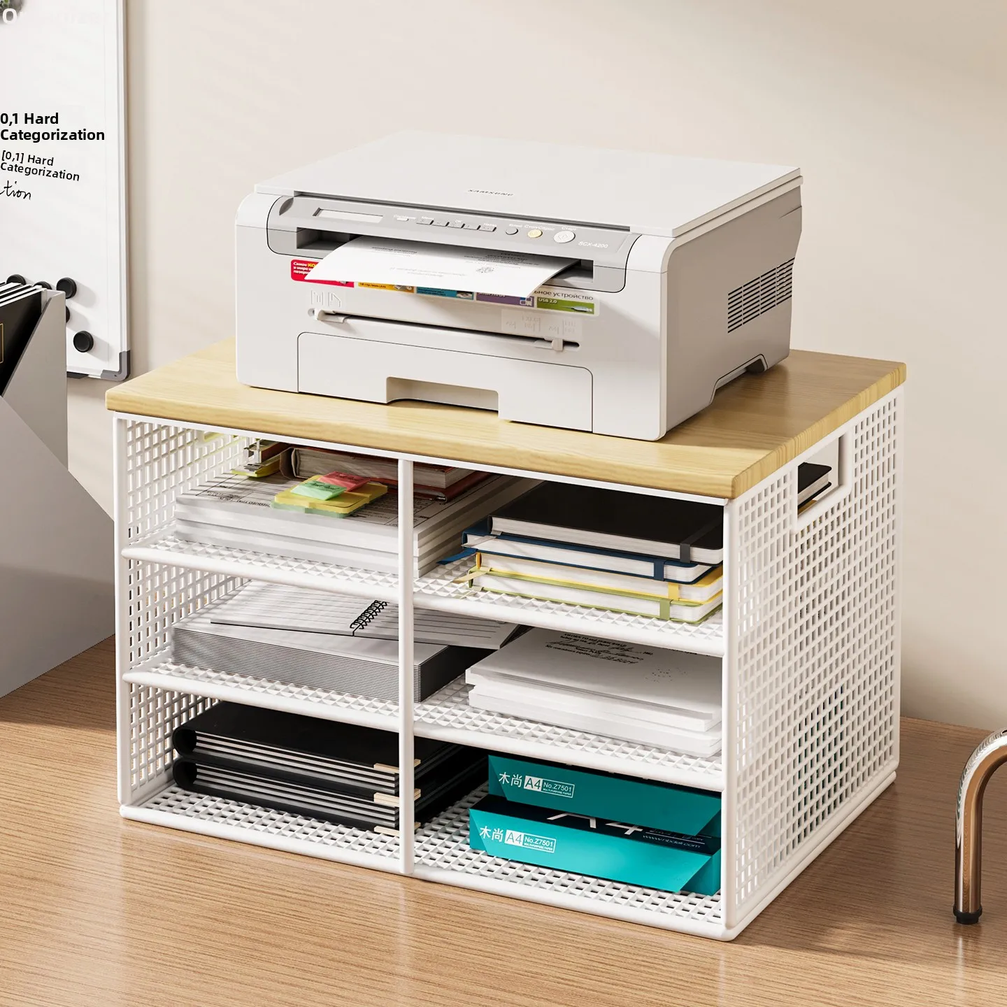 Office Desk Printer Stand A4 Paper Storage Rack Multi-layer Document Organizer Carbon Steel Material Simple Style Desktop Holder