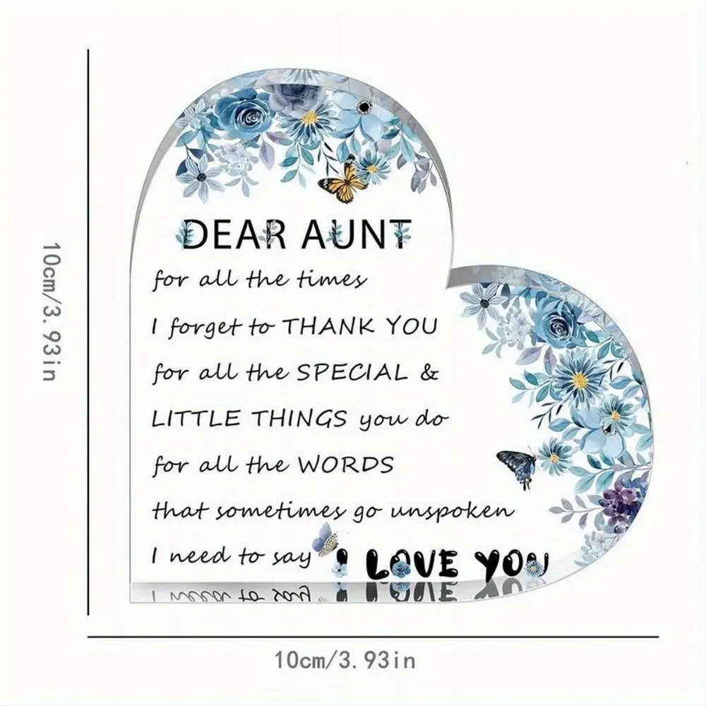 Aunt Birthday Gifts from Niece Nephew, Clear Acrylic Heart Plague Gifts for Aunt.Thanksgiving, Christmas Gifts for Aunt