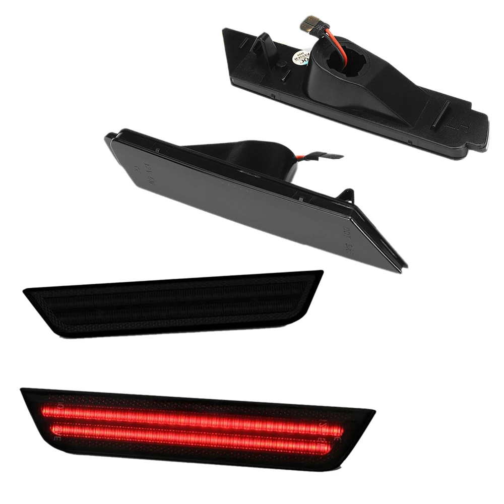 LED Amber/Red Full Side Marker Lights for 2010-2015 Chevy Camaro Front & Rear LED Side Marker Lamps 12V