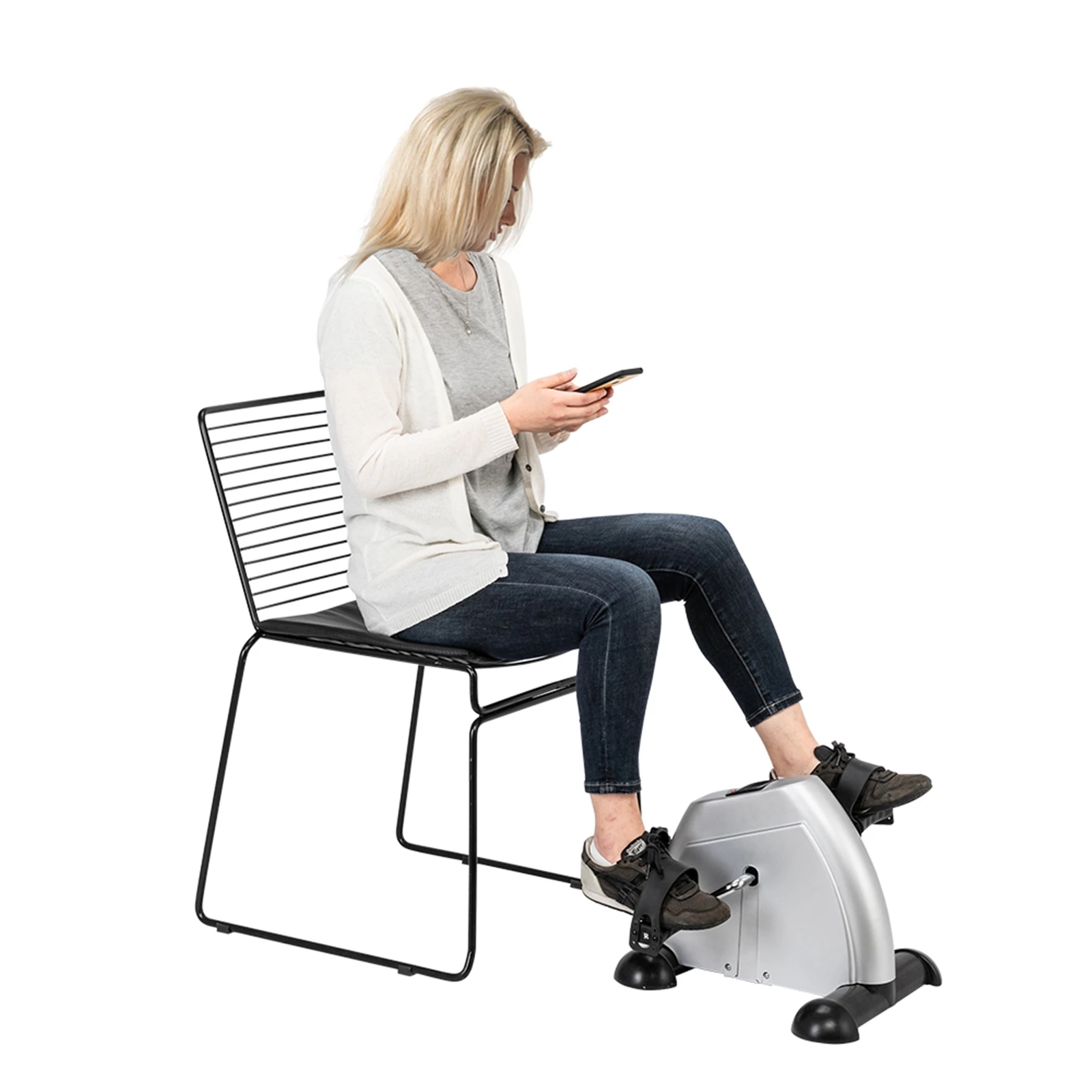 W002K Home Use Hands and Feet Trainer Mini Exercise Bike Silver