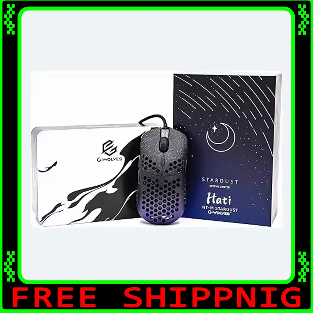 

Gwolves Hati HTM tardust Purple Gaming Mouse A3050 Dedicated Sensor 16000DPI Wired Mouse Light Weight For CSGO PC Accessories
