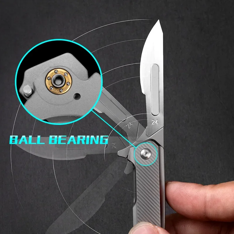 Imagem -02 - Titânio Quick Open Folding Knife Lâmina Destacável Autodefesa Camping Caça Ferramenta de Sobrevivência Edc Pocket Scalpel Estilos