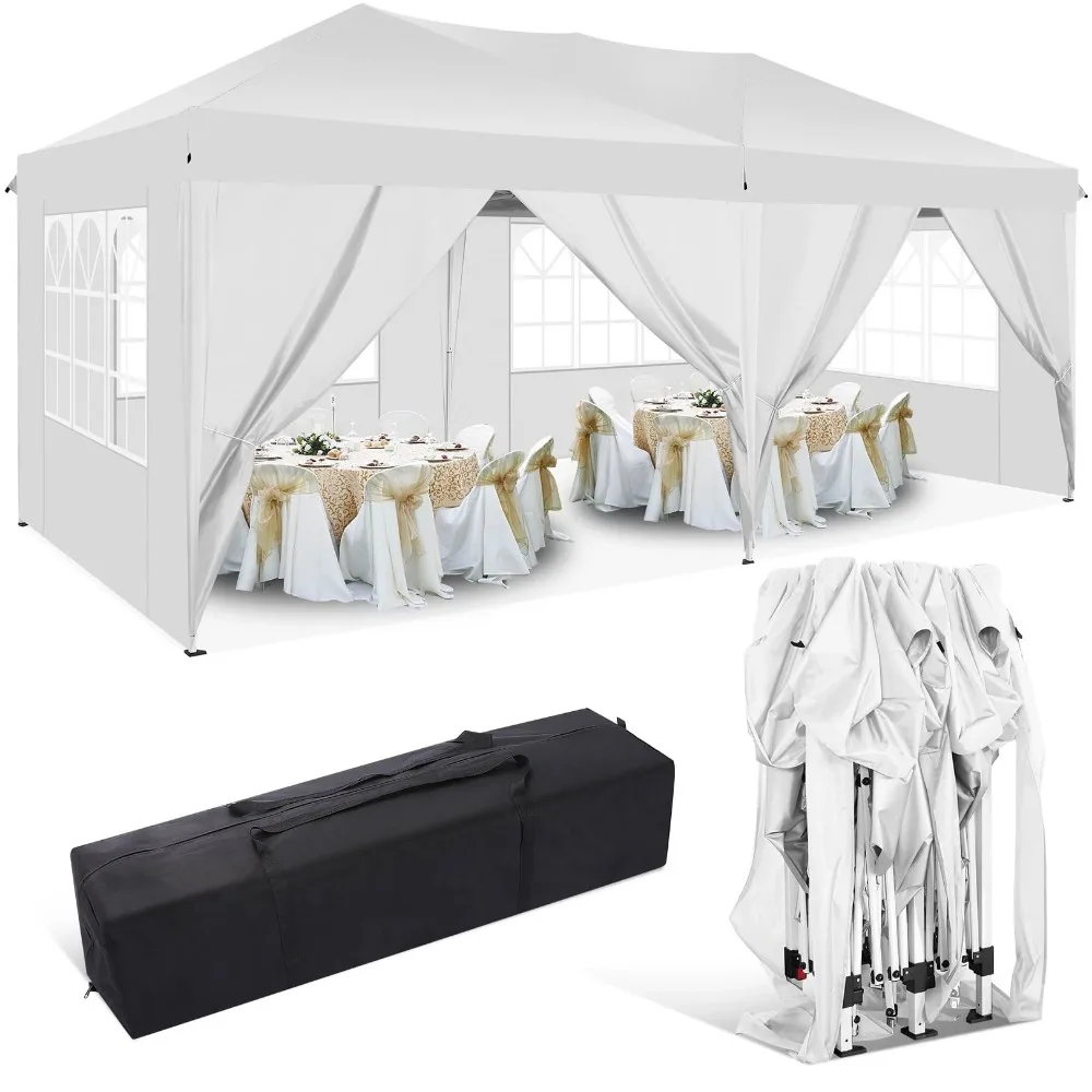 

10x20 Pop up Canopy Tent, Protable Canopy Tent with 6 Sidewalls Waterproof Commercial Pop up Tent for Parties, Wedding