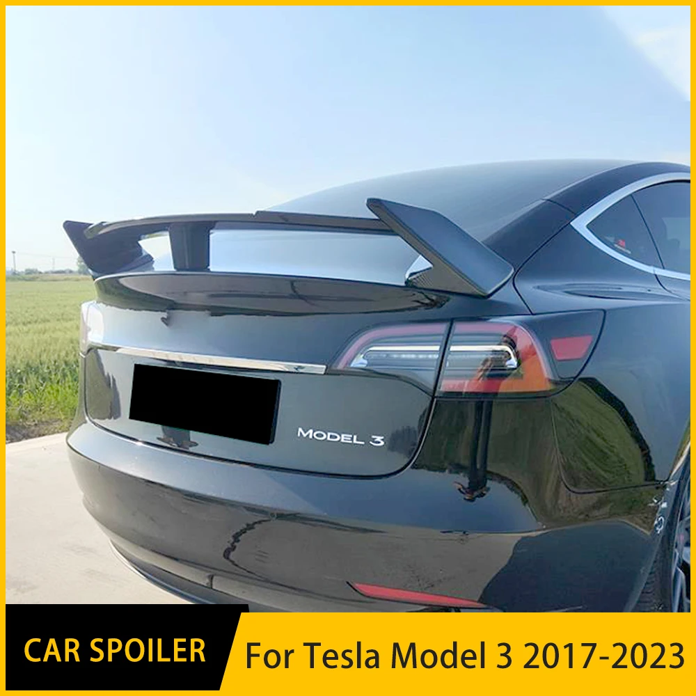 For Tesla Model 3 Car Rear Lip Spoiler Trim Black Tail Trunk Wing 2017 2018 2019 2020-2023 Luggage Compartment Tail Diffuser