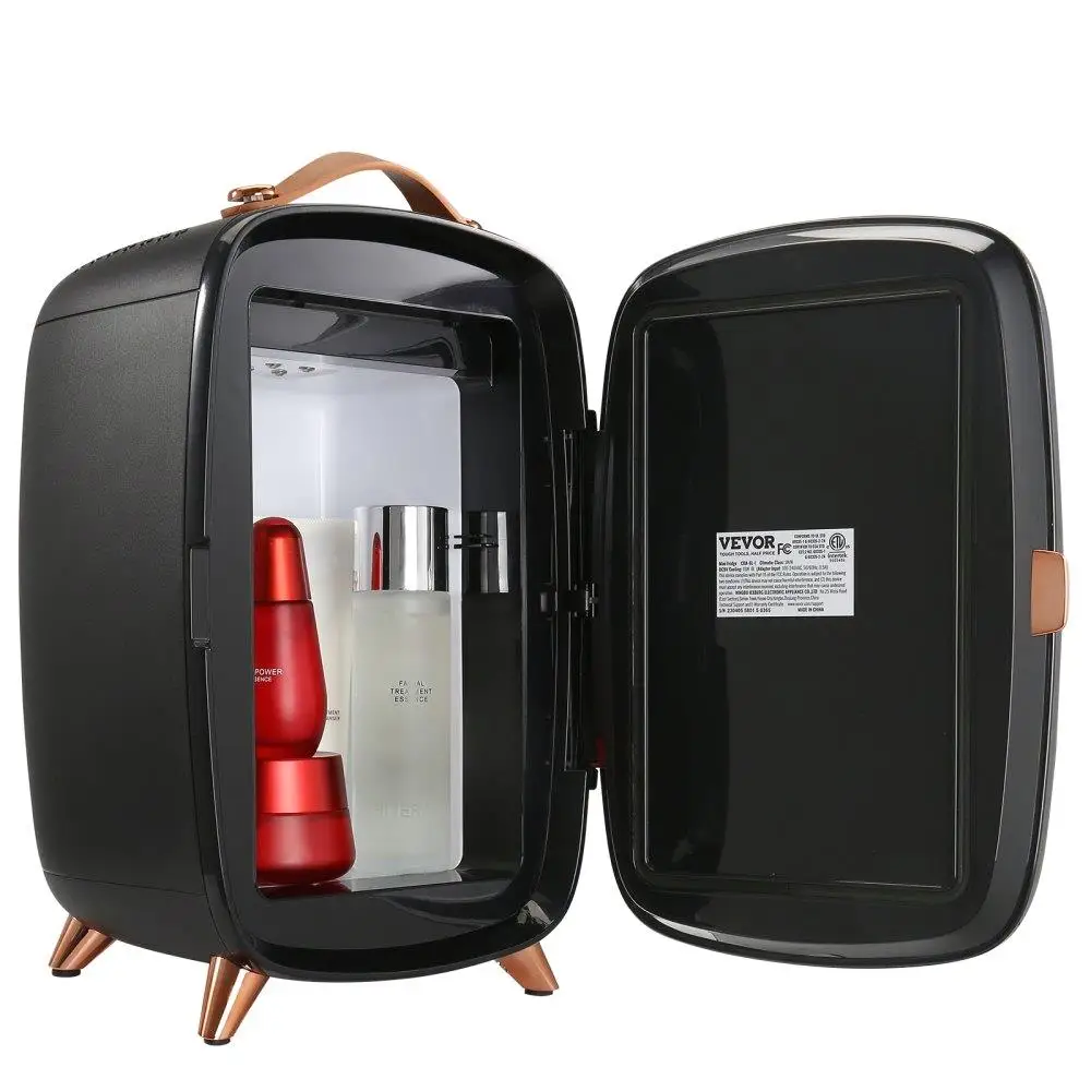 

6L Skincare Fridge LED Light HD Mirror Makeup Storage Chill Face Mask Drink Mini Fridge for bedroom Dorm Desktop Black
