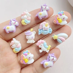 20Pcs Cute Mini Cartoon Unicorn Series Nail Art Resin Designer Charms DIY Craft For Nail 3D Decorations Jewelry
