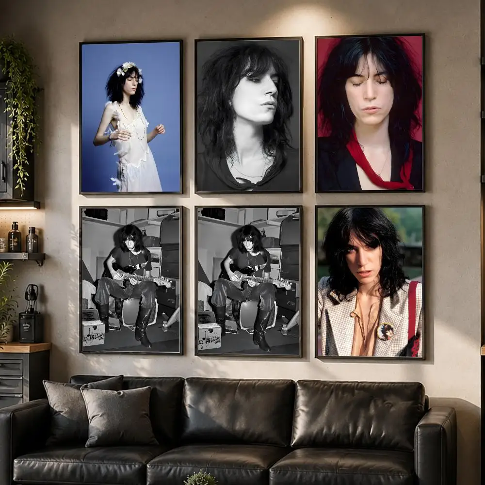 Singer P-Patti Smith Poster Waterproof Sticky Wall Art Print For Bedroom Living Room Hallway Bar Home Decor