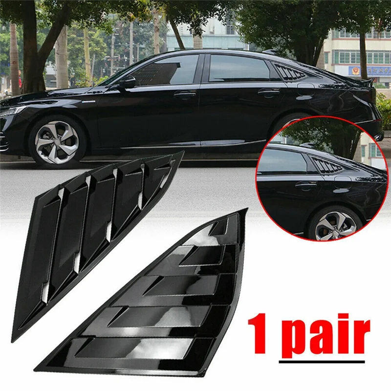 Car Rear Side Vent Quarter Window Louver Shutter Cover for 2018-2022 Honda Accord Glossy Black