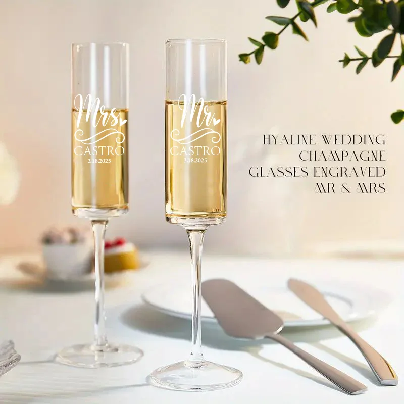 1pc/2pc Champagne Glass Wedding Elegant Cocktail Wine Glass Wedding Birthday Party Decoration 6oz/180ml Straight Champagne Flute