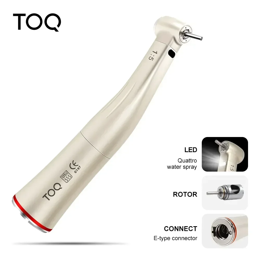 TOQ Dental 1:5 zunehmender roter Ring Fiberoptik Winkelstück Handstück Push Button Dental Handstück Zahnarztwerkzeuge