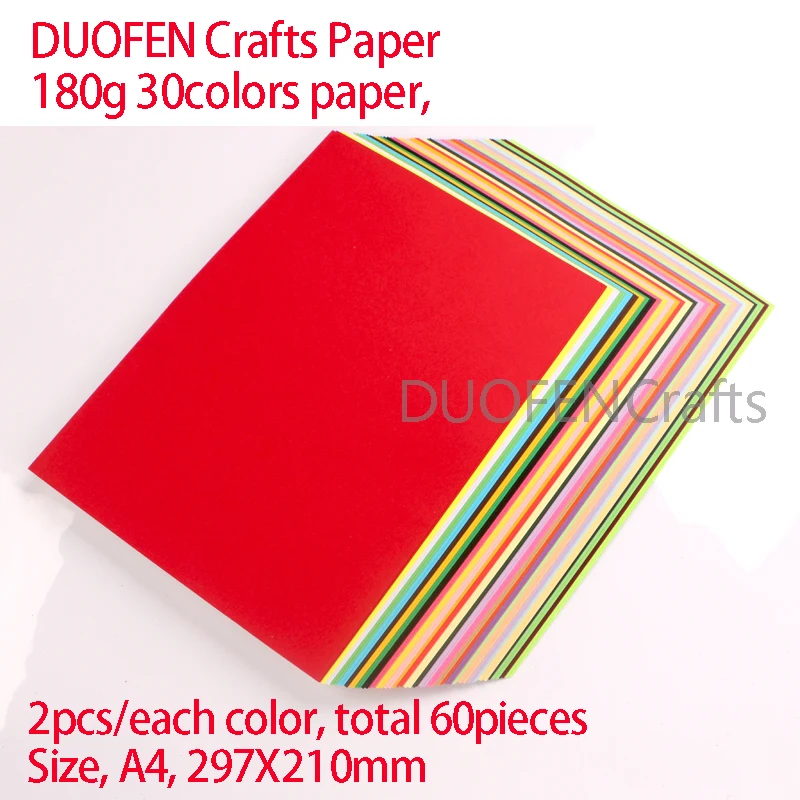 DUOFEN 30colors crafts paper greeting cards paper 180g A4 for DIY papercraft projects Scrapbook Paper Album