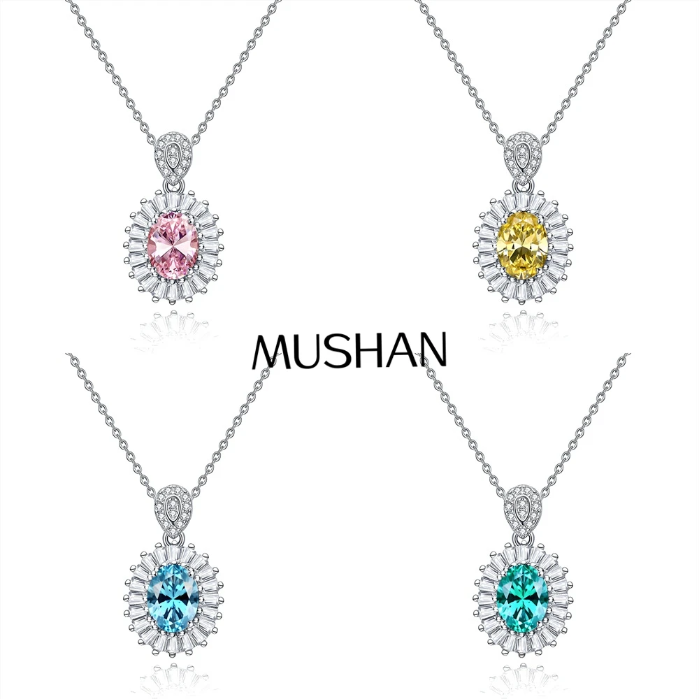 

MuShan Jewelry 925 Sterling Silver Necklace Pendant Chain HCD Diamonds Bridesmaid Gift Elegant Jewelry Women Necklaces Jewelry
