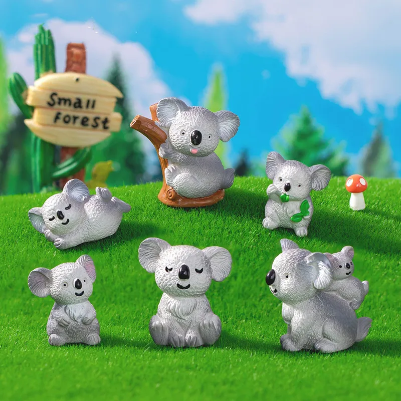 Bonitas figuritas de animales de Koala, Micro paisaje, adornos para la decoración de la habitación, dormitorio, decoración del hogar, accesorios de escritorio, 8 piezas