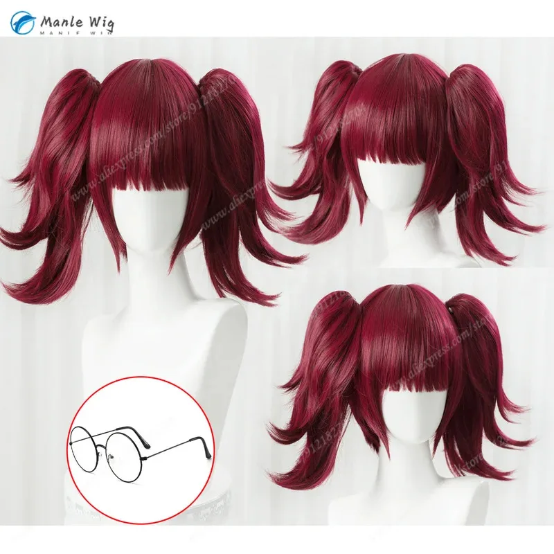 Mey Rin النبيذ الأحمر ذيل مزدوج تأثيري أنيمي الباروكات جودة مقاومة للحرارة الشعر الاصطناعية هالوين + غطاء شعر مستعار مجاني vm؛ ،67n؛ #2