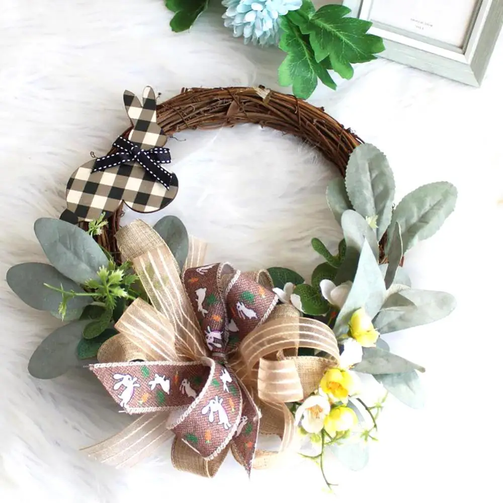 Wreath Hanging Ornament Beautiful Cute Easter Party Supplies Flowers Garland Happy Easter Hanging Decor Wall Windows Decoration