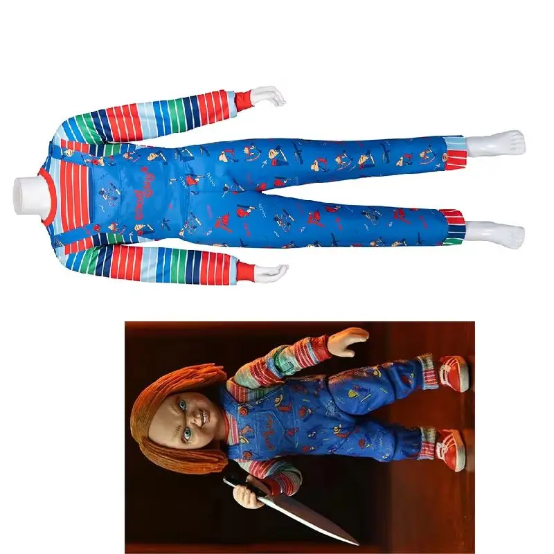 

Chucky Cosplay Movie Horror Doll Rompers Men Fantasia Stripe T-Shirt Overalls Halloween Carnival Party Ghost Disguise Suit