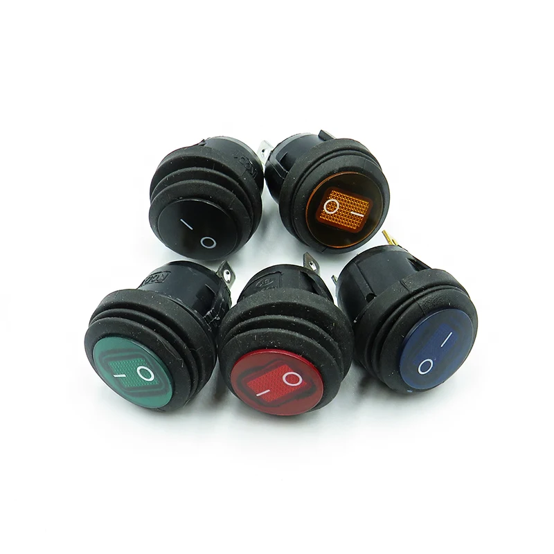 5PCS/LOT KCD1 Waterproof ship type circular switch 2/3PIN/ON-OFF Power switch accessories with lights 20mm 6A250V