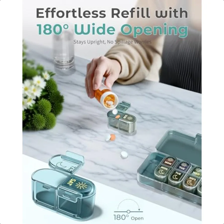 아침과 저녁 약통 7일 주간 약통 하루 2회 약통 7일 약 보관함