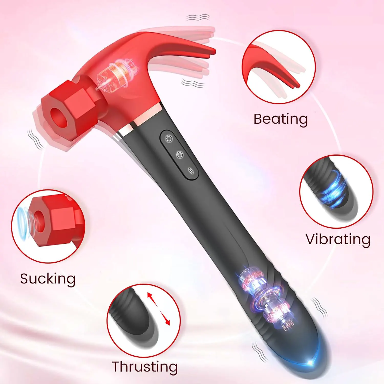 G Spot Hammer Sucking Vibrator 4IN1 Vagina Anal Thrusting Dildo Massager Clit Nipple Prostate Stimulator Adult Sex Toy for Women