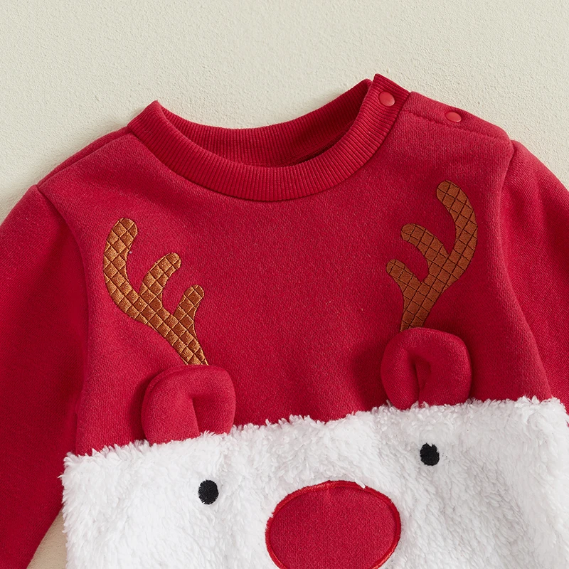 Toddler Baby Boy Girl Christmas Outfits Reindeer Long Sleeve Pullover Tops Sweatshirt Pants Set Xmas Clothes Sets