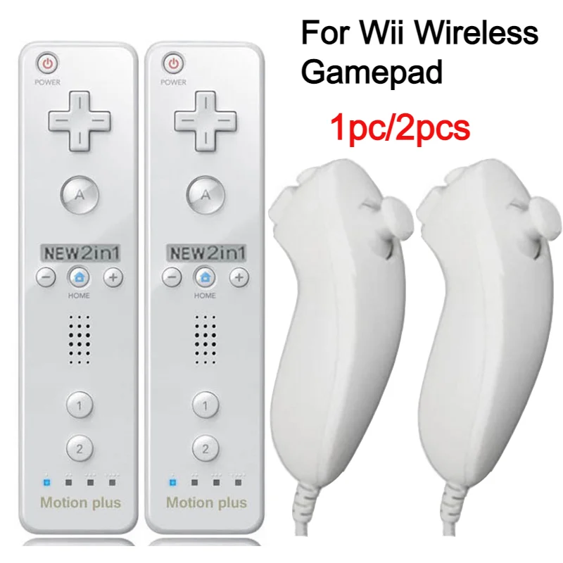 a pair Remote Controller with Nunchuck Controller for Wii Games Control for Wii Console Wireless Gamepad with Motion Plus