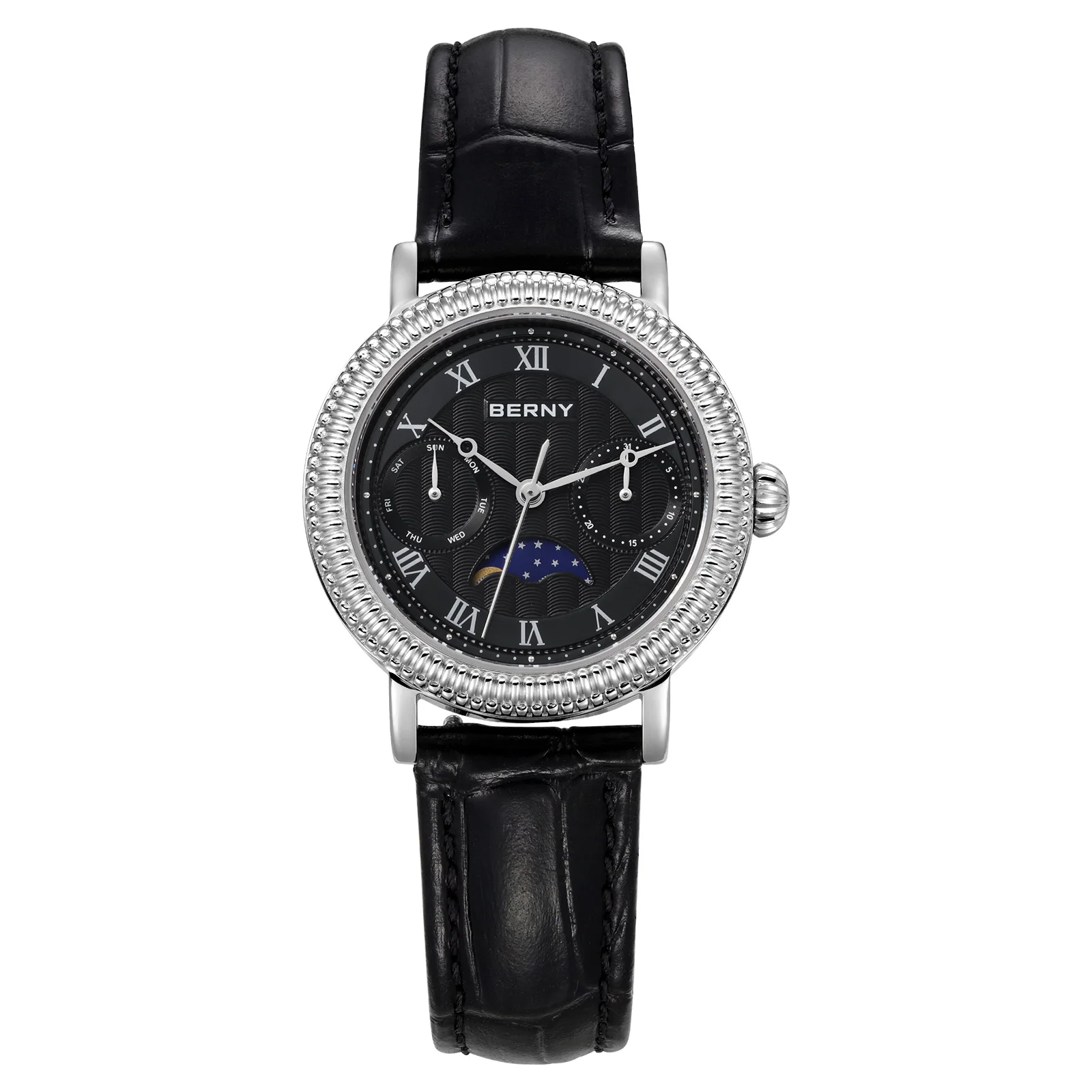 

BERNY Watches for Women Week Calendar Sapphire Luxury Dress Ladies Gold Quartz Watch Elegant Vintage Moon Phase Wristwatch Gifts