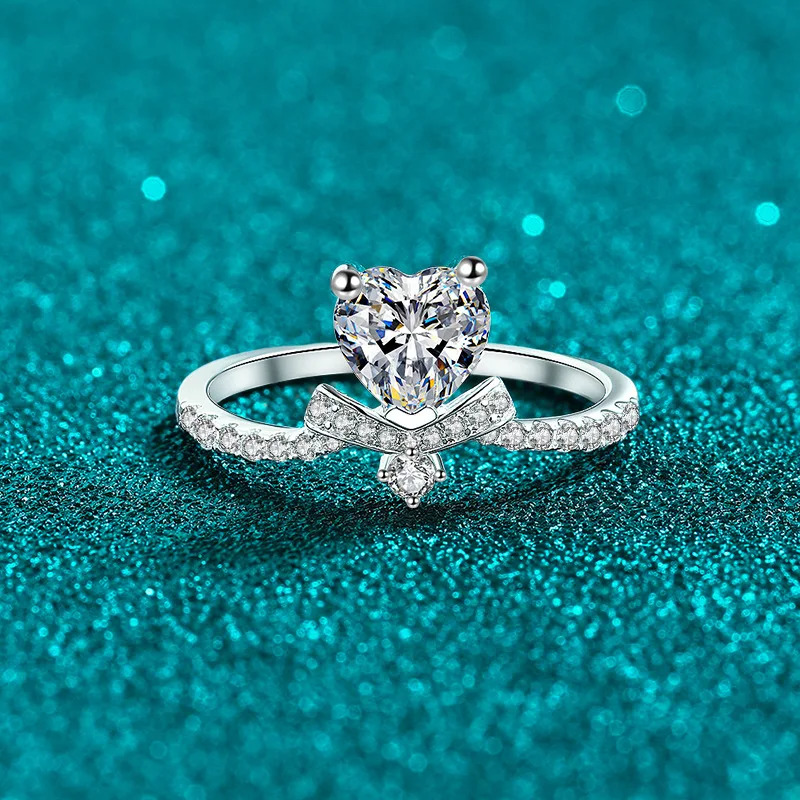 Confession Gift Heart Scepter Ring 1 Carat For Women Moissanite PT950 Platinum Commemorative Present
