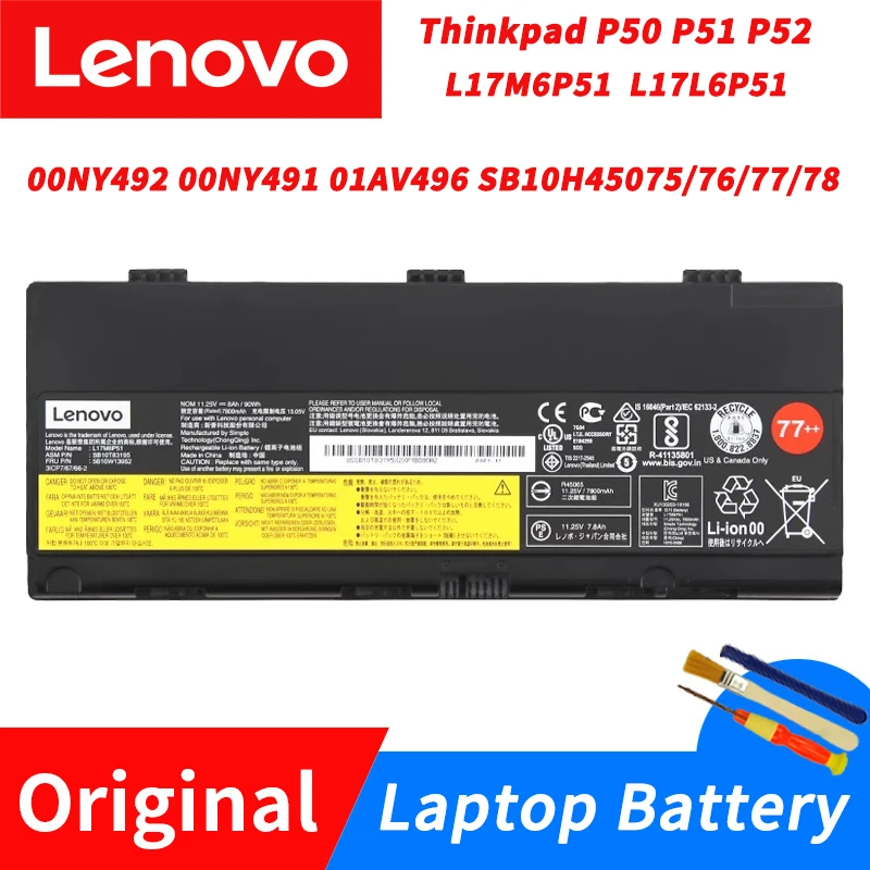 

Lenovo Thinkpad P50 P51 P52 00NY492 00NY491 01AV496 L17M6P51 L17L6P51 SB10H45076 Original Laptop Battery