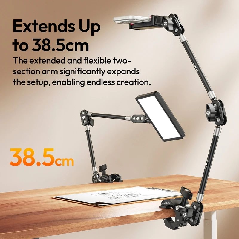 Ulanzi CO78 Magic Arm Kit with 3-Jaw Super Clamp 2-Section Magic Arm Phone Clip for Indoor/Outdoor Photography