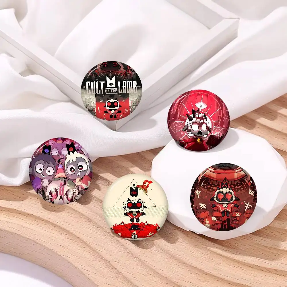 Game Cult Of The Lamb Creator Tinplate Pin Button Custom Anime Role Old-school Brooch Cartoon Collar Badge Jewelry Gift Fans